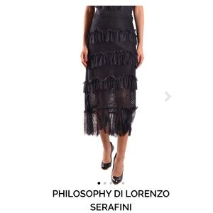 Long lacey black multi layer long skirt by philosophy di lorenzo serafini